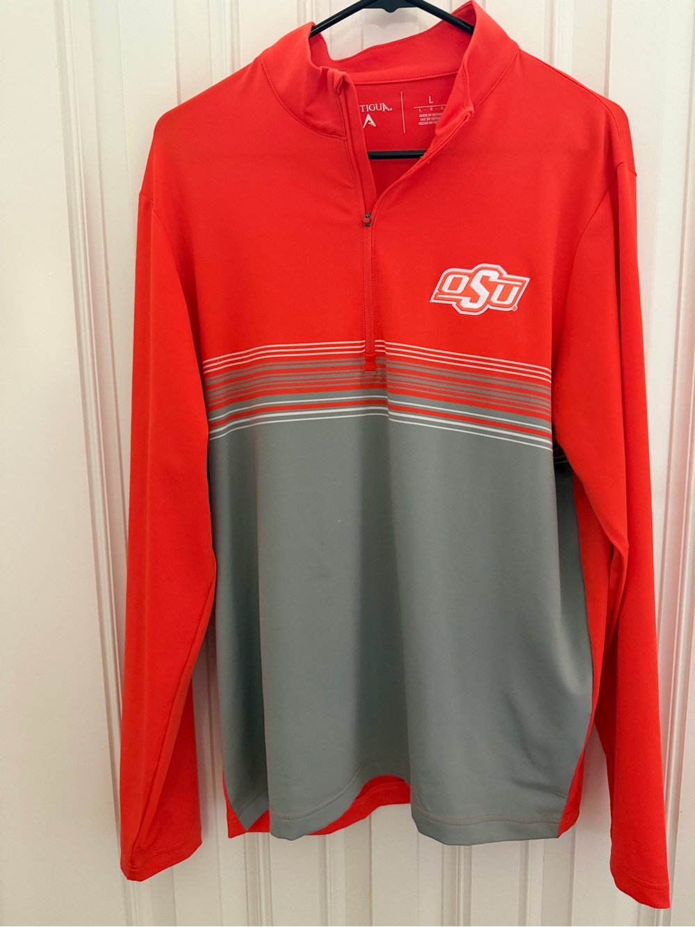 Antigua Orange and Gray OSU Quarter-Zip Performance Pullover